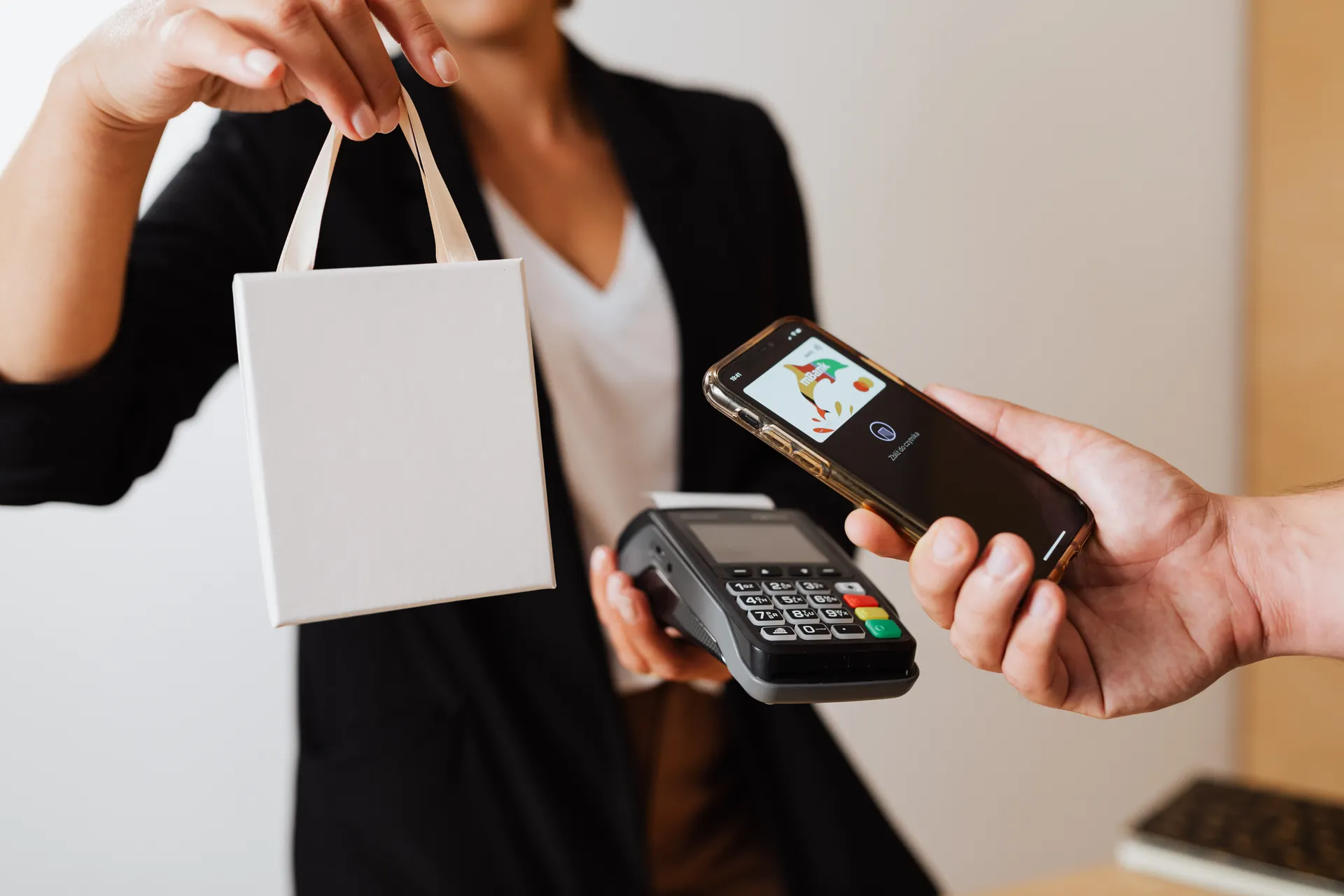 A contactless payment being made with a phone